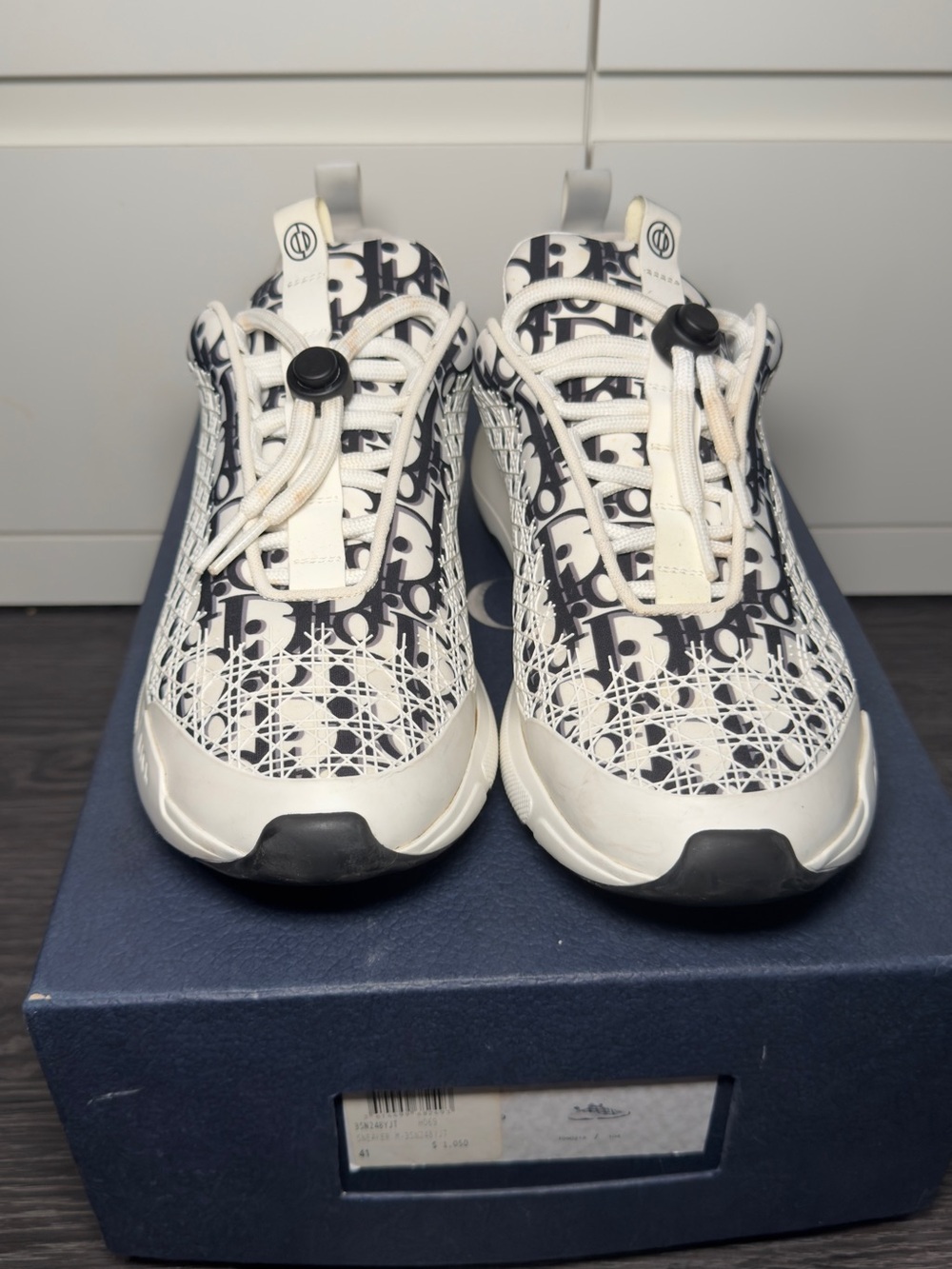 Dior Oblique b24 Runner Sneakers - White & Black, authentic